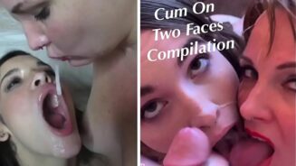 Wytrysk na dwie dziewczyny: trójkącik kompilacji twarzy z całowaniem i połykaniem spermy